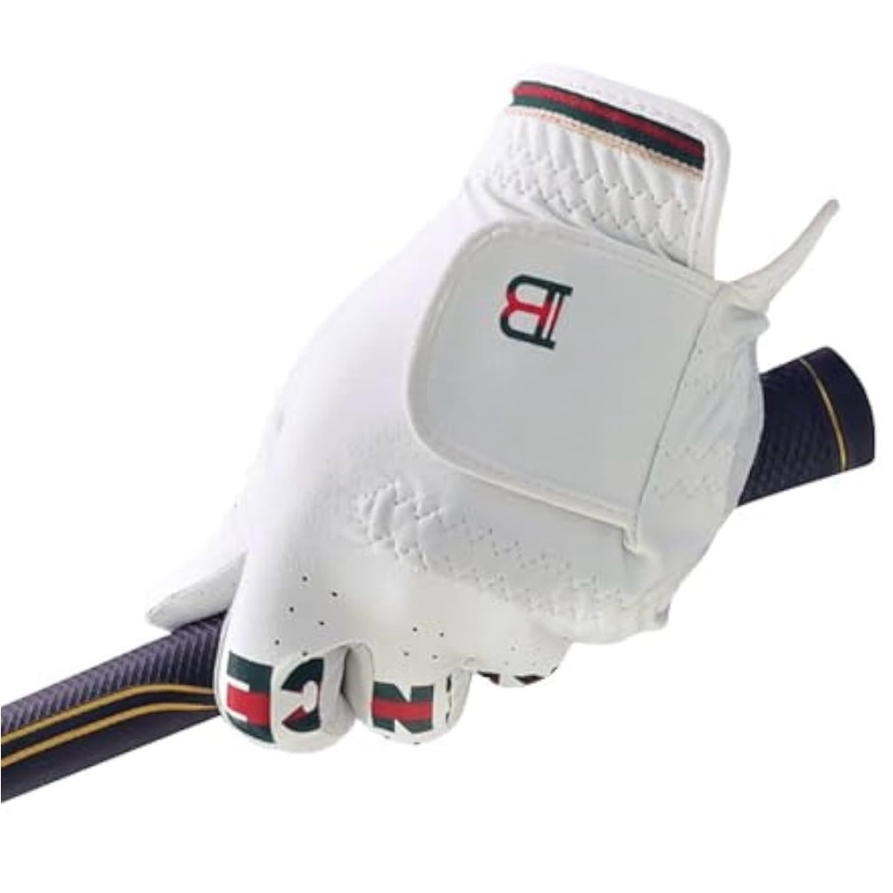 White Golf Glove with Red and Green Accents